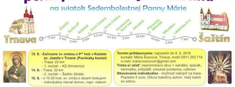Na národnú púť v Šaštíne budú pútnici dva dni putovať peši z Trnavy
