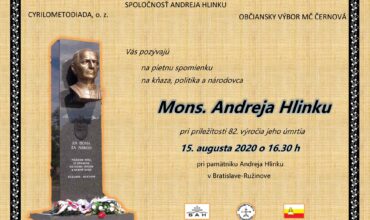 Pietna spomienka na kňaza, politika a národovca Mons. Andreja Hlinku