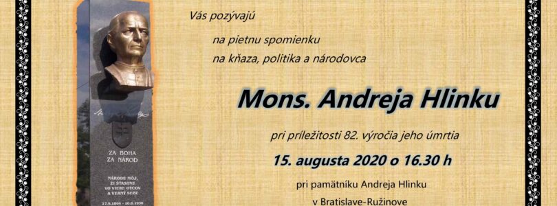 Pietna spomienka na kňaza, politika a národovca Mons. Andreja Hlinku